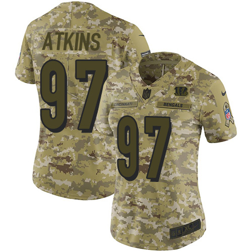 Nike Cincinnati Bengals #97 Geno Atkins Camo Women’s Stitched NFL Limited 2018 Salute to Service Jersey