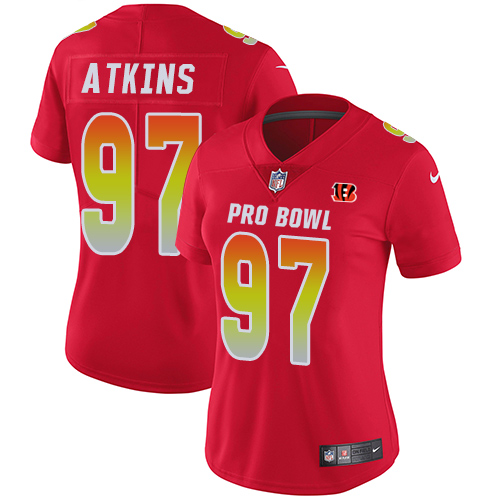 Nike Cincinnati Bengals #97 Geno Atkins Red Women’s Stitched NFL Limited AFC 2019 Pro Bowl Jersey