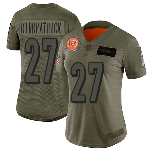 Nike Cincinnati Bengals #27 Dre Kirkpatrick Camo Women’s Stitched NFL Limited 2019 Salute to Service Jersey