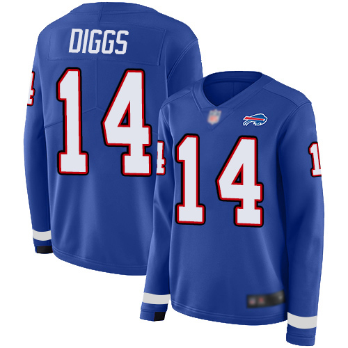 Nike Buffalo Bills #14 Stefon Diggs Royal Blue Team Color Women’s Stitched NFL Limited Therma Long Sleeve Jersey