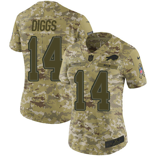 Nike Buffalo Bills #14 Stefon Diggs Camo Women’s Stitched NFL Limited 2018 Salute To Service Jersey