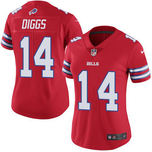 Nike Buffalo Bills #14 Stefon Diggs Red Women’s Stitched NFL Limited Rush Jersey