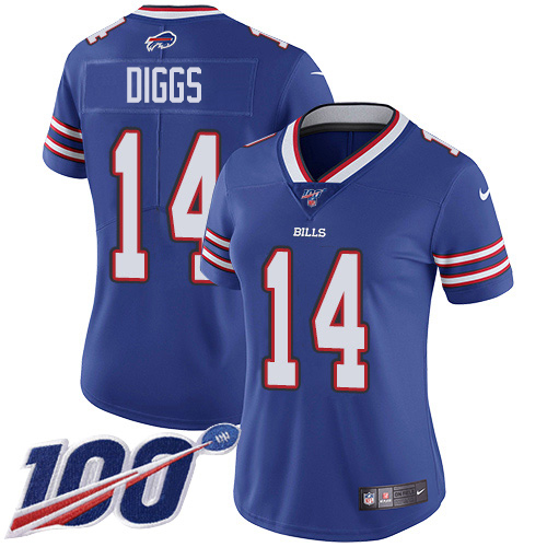 Nike Buffalo Bills #14 Stefon Diggs Royal Blue Team Color Women’s Stitched NFL 100th Season Vapor Untouchable Limited Jersey