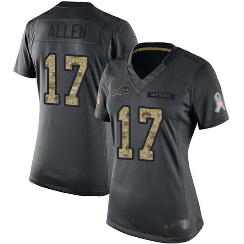 Nike Buffalo Bills #17 Josh Allen Black Women’s Stitched NFL Limited 2016 Salute to Service Jersey
