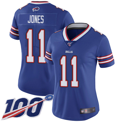 Nike Buffalo Bills #11 Zay Jones Royal Blue Team Color Women’s Stitched NFL 100th Season Vapor Limited Jersey