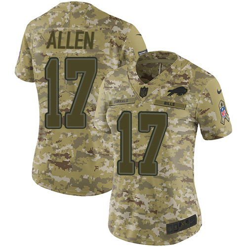 Nike Buffalo Bills #17 Josh Allen Camo Women’s Stitched NFL Limited 2018 Salute to Service Jersey
