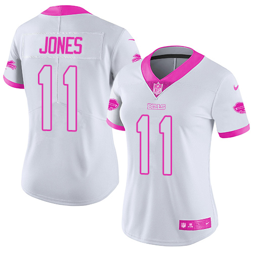 Nike Buffalo Bills #11 Zay Jones White/Pink Women’s Stitched NFL Limited Rush Fashion Jersey