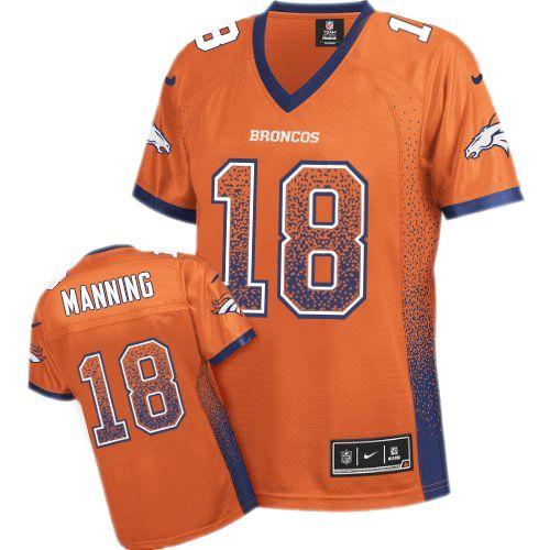 Nike Denver Broncos #18 Peyton Manning Orange Team Color Women’s Stitched NFL Elite Drift Fashion Jersey