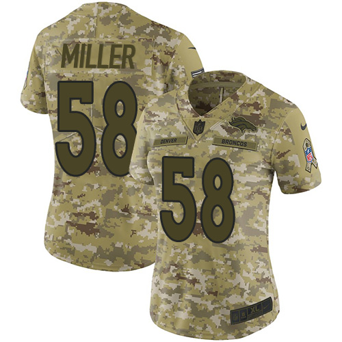 Nike Denver Broncos #58 Von Miller Camo Women’s Stitched NFL Limited 2018 Salute to Service Jersey