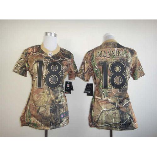 Nike Denver Broncos #18 Peyton Manning Camo Women’s Stitched NFL Realtree Elite Jersey