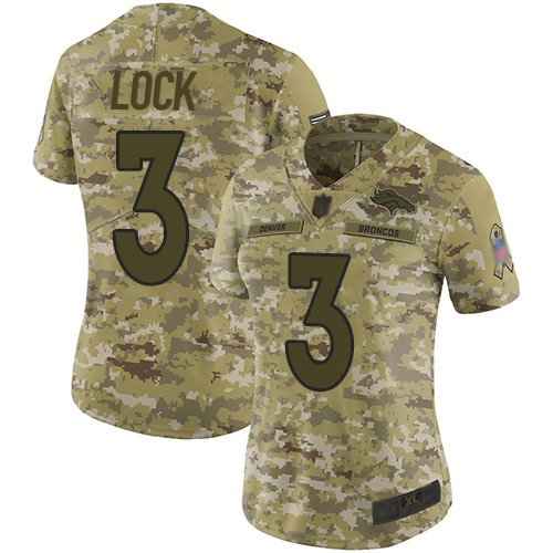 Nike Denver Broncos #3 Drew Lock Camo Women’s Stitched NFL Limited 2018 Salute to Service Jersey