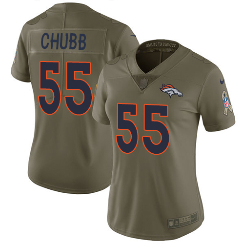 Nike Denver Broncos #55 Bradley Chubb Olive Women’s Stitched NFL Limited 2017 Salute to Service Jersey
