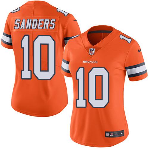 Nike Denver Broncos #10 Emmanuel Sanders Orange Women’s Stitched NFL Limited Rush Jersey