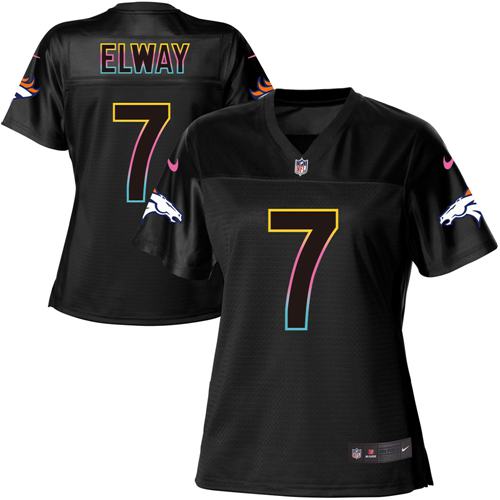 Nike Denver Broncos #7 John Elway Black Women’s NFL Fashion Game Jersey