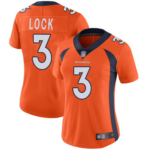 Nike Denver Broncos #3 Drew Lock Orange Team Color Women’s Stitched NFL Vapor Untouchable Limited Jersey