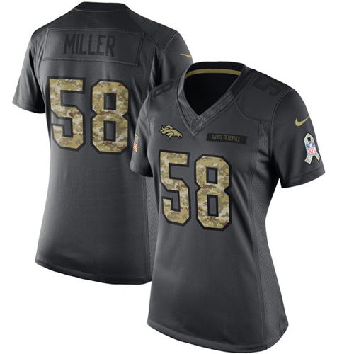 Nike Denver Broncos #58 Von Miller Black Women’s Stitched NFL Limited 2016 Salute to Service Jersey