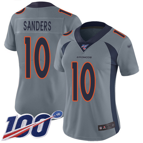 Nike Denver Broncos #10 Emmanuel Sanders Gray Women’s Stitched NFL Limited Inverted Legend 100th Season Jersey