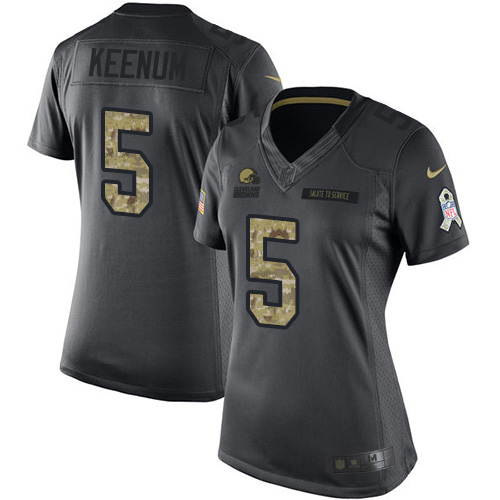 Nike Cleveland Browns #5 Case Keenum Black Women’s Stitched NFL Limited 2016 Salute to Service Jersey