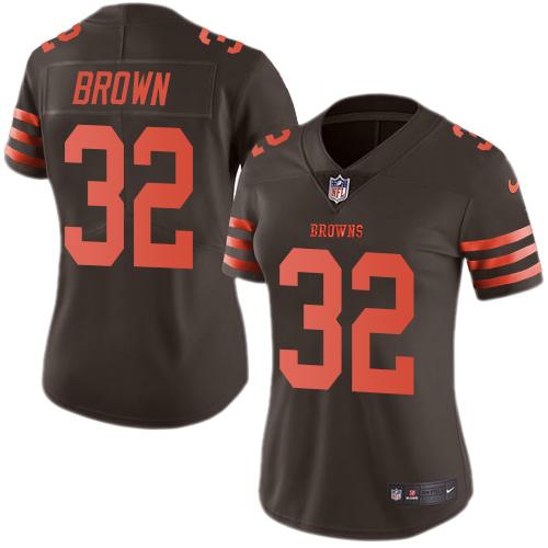 Nike Cleveland Browns #32 Jim Brown Brown Women’s Stitched NFL Limited Rush Jersey