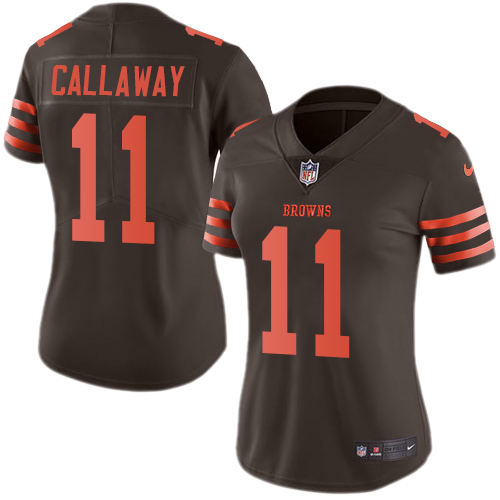 Nike Cleveland Browns #11 Antonio Callaway Brown Women’s Stitched NFL Limited Rush Jersey
