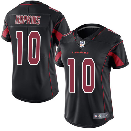Nike Arizona Cardinals #10 DeAndre Hopkins Black Women’s Stitched NFL Limited Rush Jersey