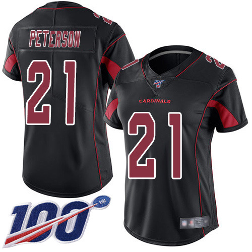Nike Arizona Cardinals #21 Patrick Peterson Black Women’s Stitched NFL Limited Rush 100th Season Jersey