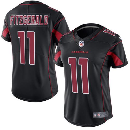 Nike Arizona Cardinals #11 Larry Fitzgerald Black Women’s Stitched NFL Limited Rush Jersey