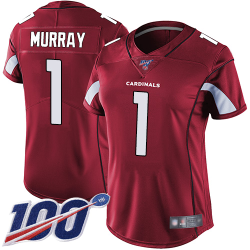 Nike Arizona Cardinals #1 Kyler Murray Red Team Color Women’s Stitched NFL 100th Season Vapor Limited Jersey