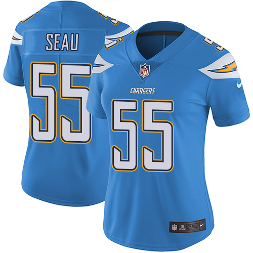 Nike Los Angeles Chargers #55 Junior Seau Electric Blue Alternate Women’s Stitched NFL Vapor Untouchable Limited Jersey