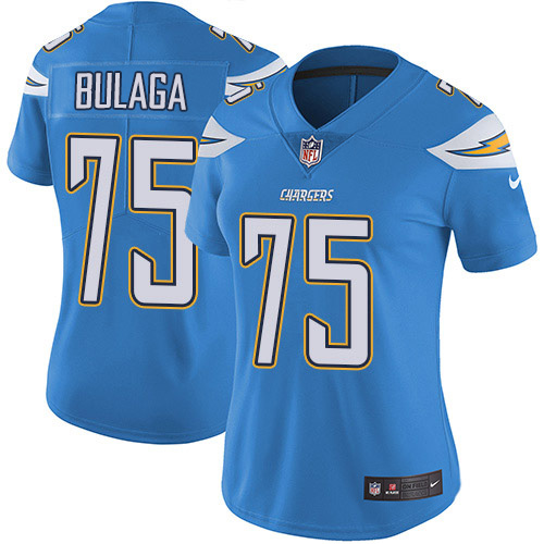 Nike Los Angeles Chargers #75 Bryan Bulaga Electric Blue Alternate Women’s Stitched NFL Vapor Untouchable Limited Jersey