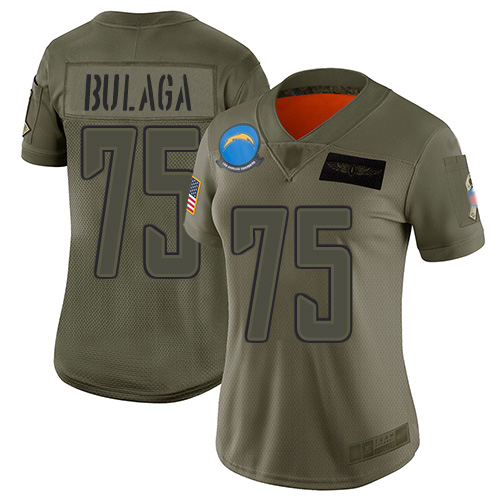 Nike Los Angeles Chargers #75 Bryan Bulaga Camo Women’s Stitched NFL Limited 2019 Salute To Service Jersey