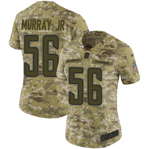 Nike Los Angeles Chargers #56 Kenneth Murray Jr Camo Women’s Stitched NFL Limited 2018 Salute To Service Jersey