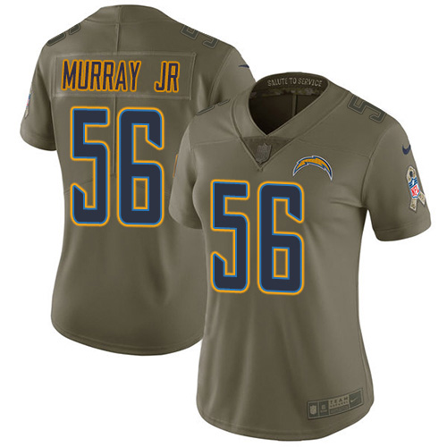 Nike Los Angeles Chargers #56 Kenneth Murray Jr Olive Women’s Stitched NFL Limited 2017 Salute To Service Jersey