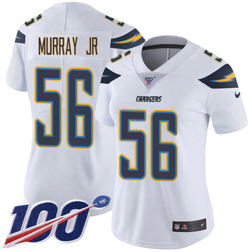 Nike Los Angeles Chargers #56 Kenneth Murray Jr White Women’s Stitched NFL 100th Season Vapor Untouchable Limited Jersey