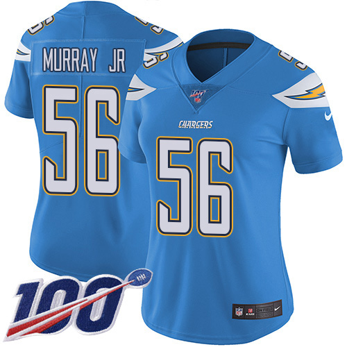 Nike Los Angeles Chargers #56 Kenneth Murray Jr Electric Blue Alternate Women’s Stitched NFL 100th Season Vapor Untouchable Limited Jersey
