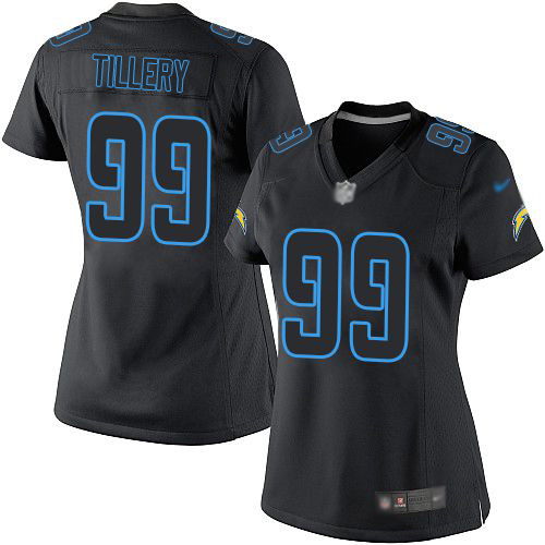 Nike Los Angeles Chargers #99 Jerry Tillery Black Impact Women’s Stitched NFL Limited Jersey