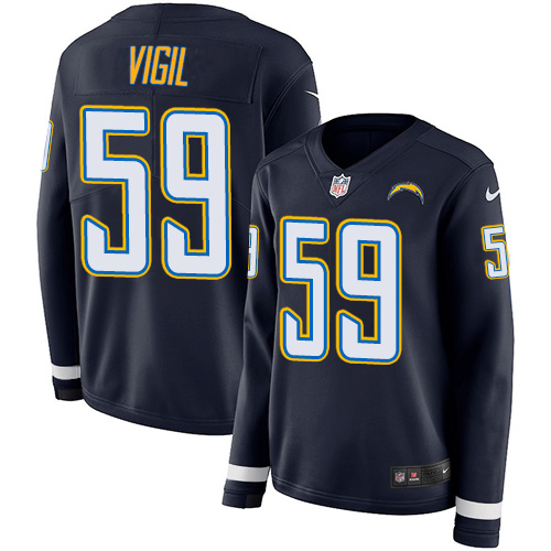 Nike Los Angeles Chargers #59 Nick Vigil Navy Blue Team Color Women’s Stitched NFL Limited Therma Long Sleeve Jersey