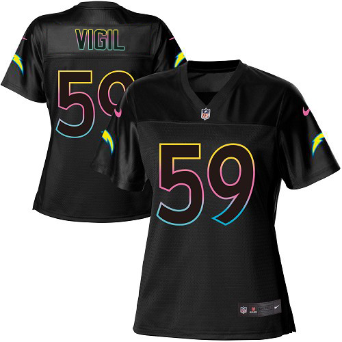 Nike Los Angeles Chargers #59 Nick Vigil Black Women’s NFL Fashion Game Jersey