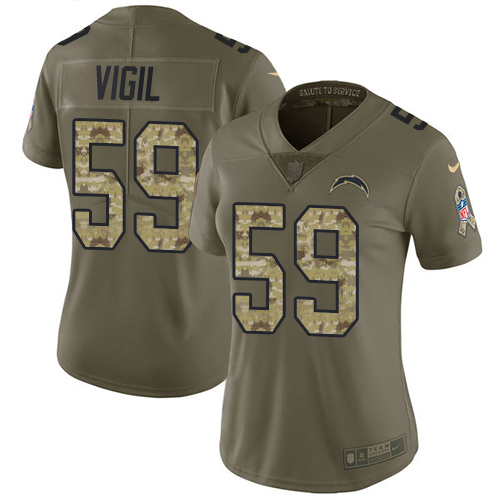 Nike Los Angeles Chargers #59 Nick Vigil Olive/Camo Women’s Stitched NFL Limited 2017 Salute To Service Jersey