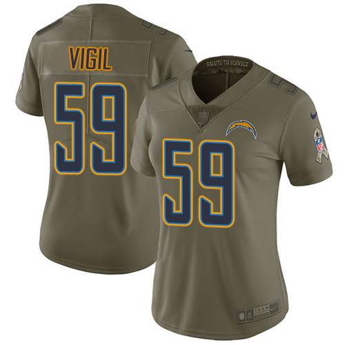 Nike Los Angeles Chargers #59 Nick Vigil Olive Women’s Stitched NFL Limited 2017 Salute To Service Jersey