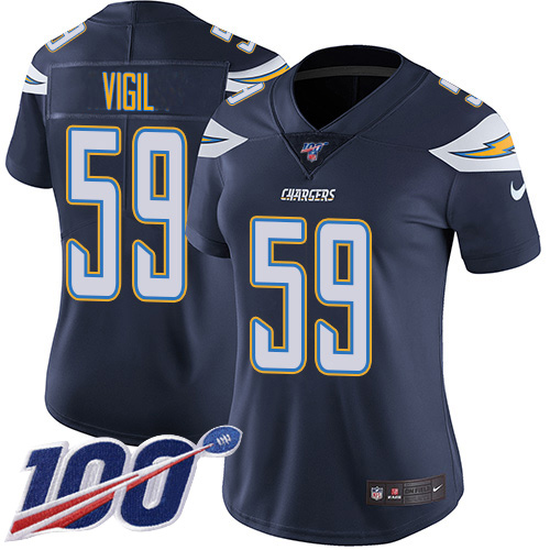 Nike Los Angeles Chargers #59 Nick Vigil Navy Blue Team Color Women’s Stitched NFL 100th Season Vapor Untouchable Limited Jersey
