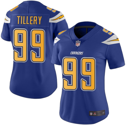 Nike Los Angeles Chargers #99 Jerry Tillery Electric Blue Women’s Stitched NFL Limited Rush Jersey