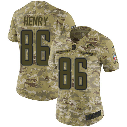 Nike Los Angeles Chargers #86 Hunter Henry Camo Women’s Stitched NFL Limited 2018 Salute to Service Jersey