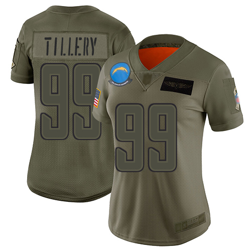 Nike Los Angeles Chargers #99 Jerry Tillery Camo Women’s Stitched NFL Limited 2019 Salute to Service Jersey