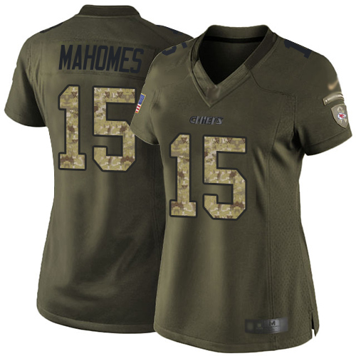 Nike Kansas City Chiefs #15 Patrick Mahomes Green Women’s Stitched NFL Limited 2015 Salute to Service Jersey