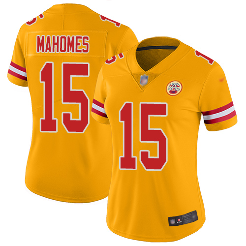 Nike Kansas City Chiefs #15 Patrick Mahomes Gold Women’s Stitched NFL Limited Inverted Legend Jersey