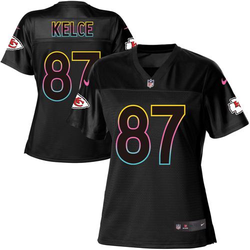 Nike Kansas City Chiefs #87 Travis Kelce Black Women’s NFL Fashion Game Jersey