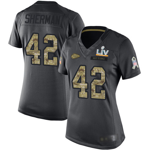 Nike Kansas City Chiefs #42 Anthony Sherman Black Women’s Super Bowl LV Bound Stitched NFL Limited 2016 Salute to Service Jersey