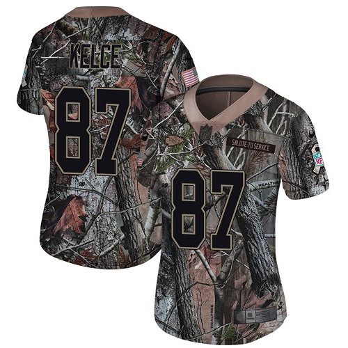 Nike Kansas City Chiefs #87 Travis Kelce Camo Women’s Stitched NFL Limited Rush Realtree Jersey