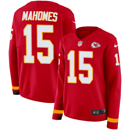 Nike Kansas City Chiefs #15 Patrick Mahomes Red Team Color Women’s Stitched NFL Limited Therma Long Sleeve Jersey